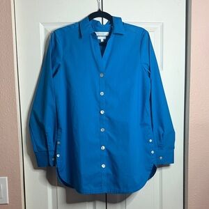 Foxcroft Blue Button-Down Blouse